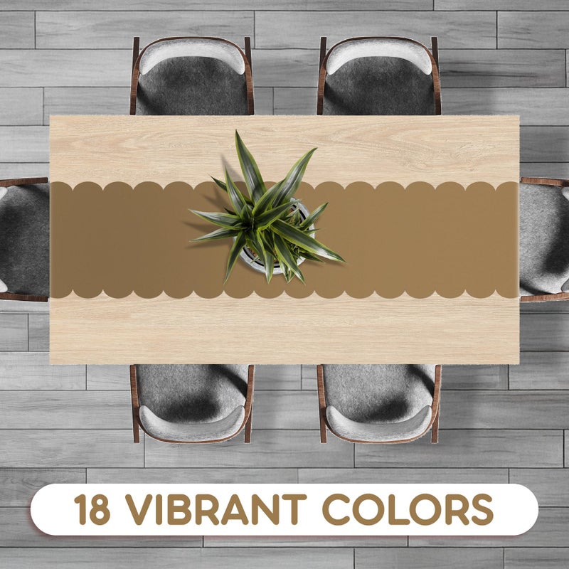 Swanoo Gold Plastic Disposable Table Runner. 5 Pack 14 x 108 inch. ScallopTable Runner Adds A Pop of Color to Your Party Table, by Swanoo - Image 4